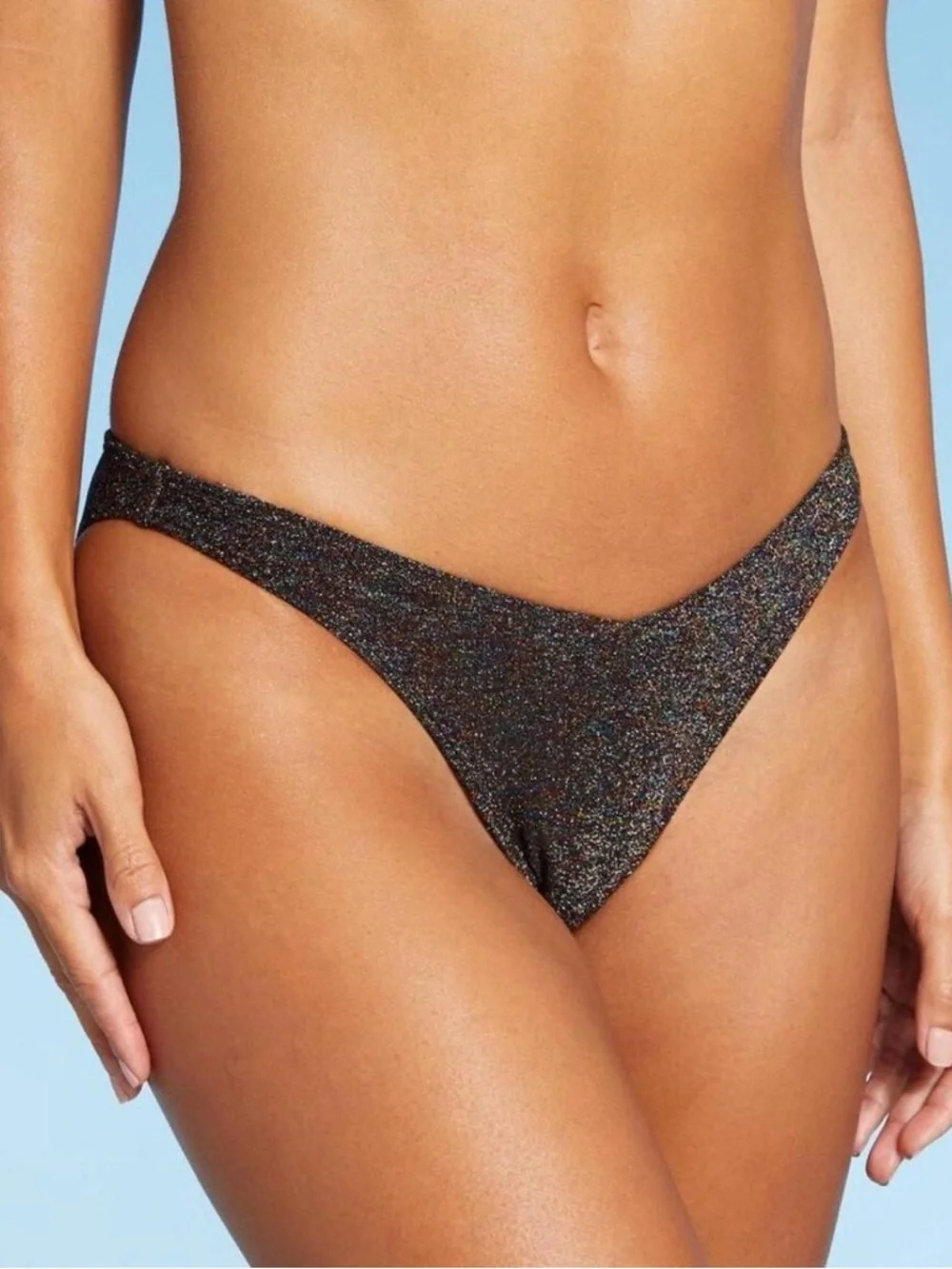 Xhilaration Metallic Shine High Leg Scoop Waist Bikini Bottom.  Size XL.  NWT.